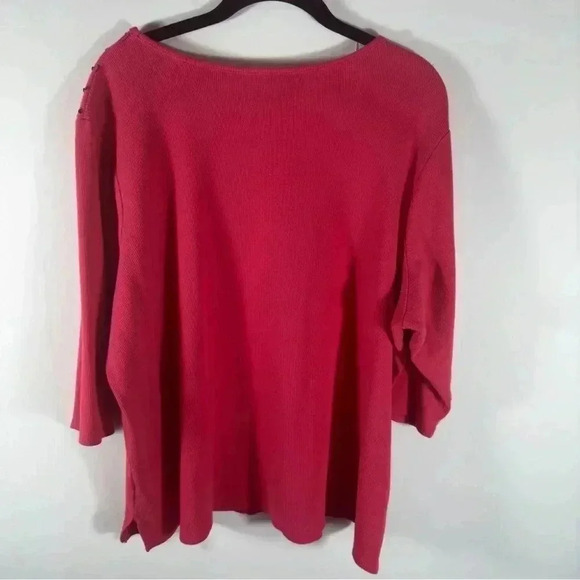 Quacker Factory Pink Ribbed Sequin 3/4 Sleeve Sweater Top Women Size 1X - Picture 9 of 12